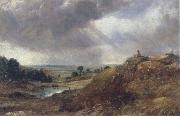 John Constable Branch Hill Pond,Hampstead Heath with a boy sitting on a bank painting